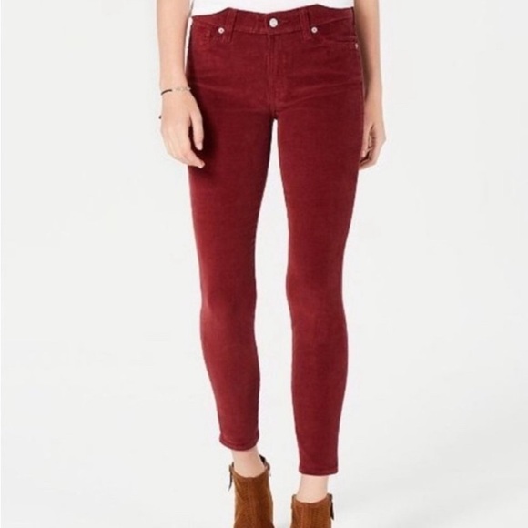 Lucky Velour Red Burgundy Charlie Skinny Pants - Picture 1 of 13